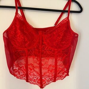 Elegant Red Lace Bustier Top